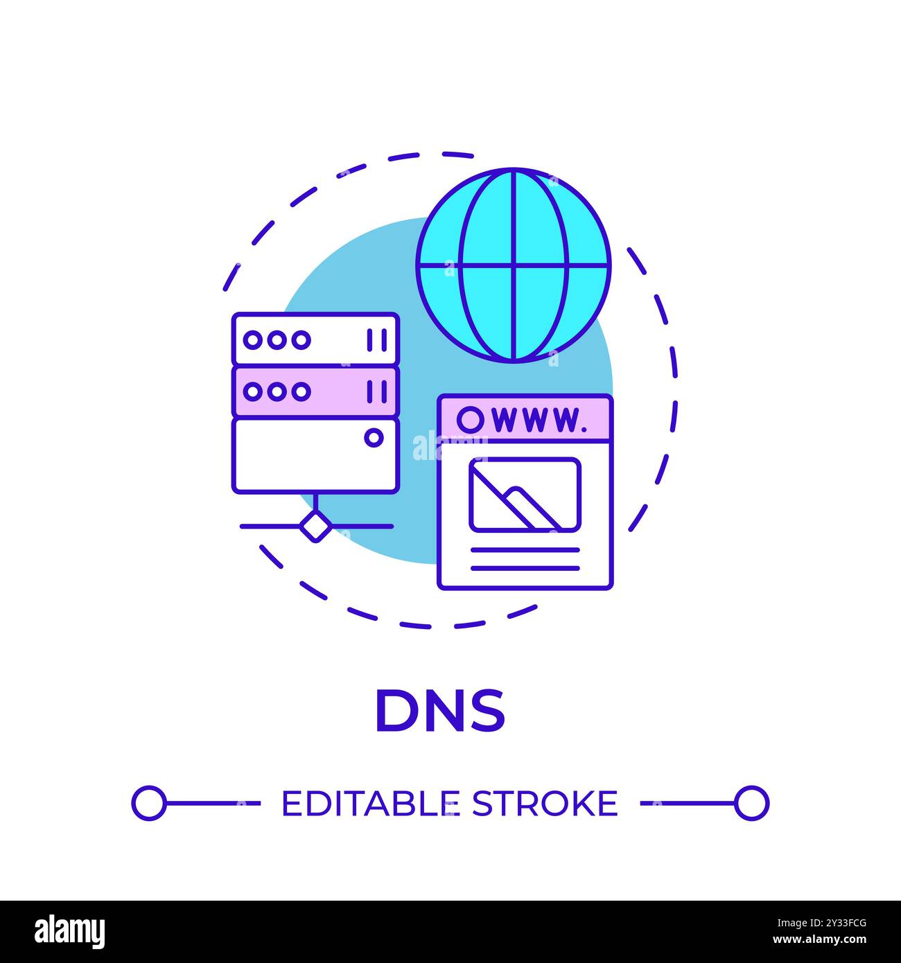Icona concetto DNS multicolore Illustrazione Vettoriale