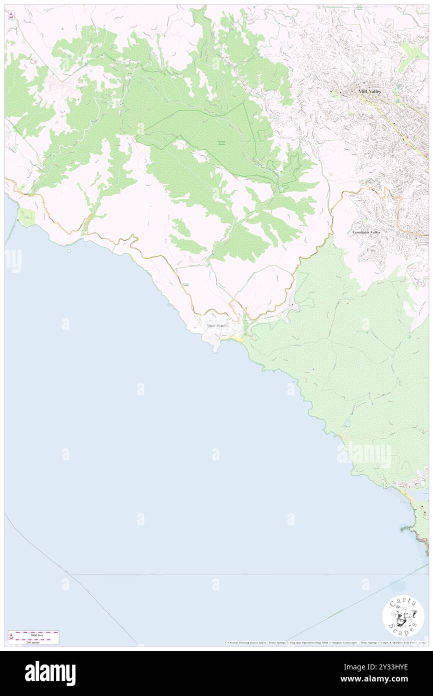 Muir Beach, Marin County, Stati Uniti, Stati Uniti, California, N 37 51' 43'', S 122 34' 52'', MAP, Cartascapes Map pubblicata nel 2024. Esplora Cartascapes, una mappa che rivela i diversi paesaggi, culture ed ecosistemi della Terra. Viaggia attraverso il tempo e lo spazio, scoprendo l'interconnessione del passato, del presente e del futuro del nostro pianeta. Foto Stock