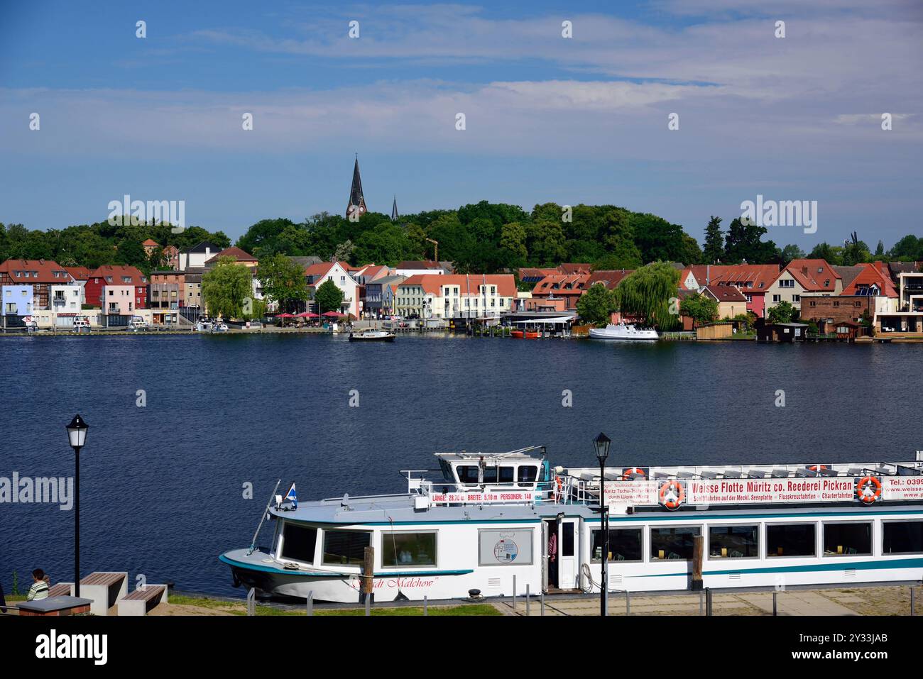 Europa, Deutschland, Meclemburgo-Vorpommern, Inselstadt Malchow, Weisse flotte Müritz, Foto Stock