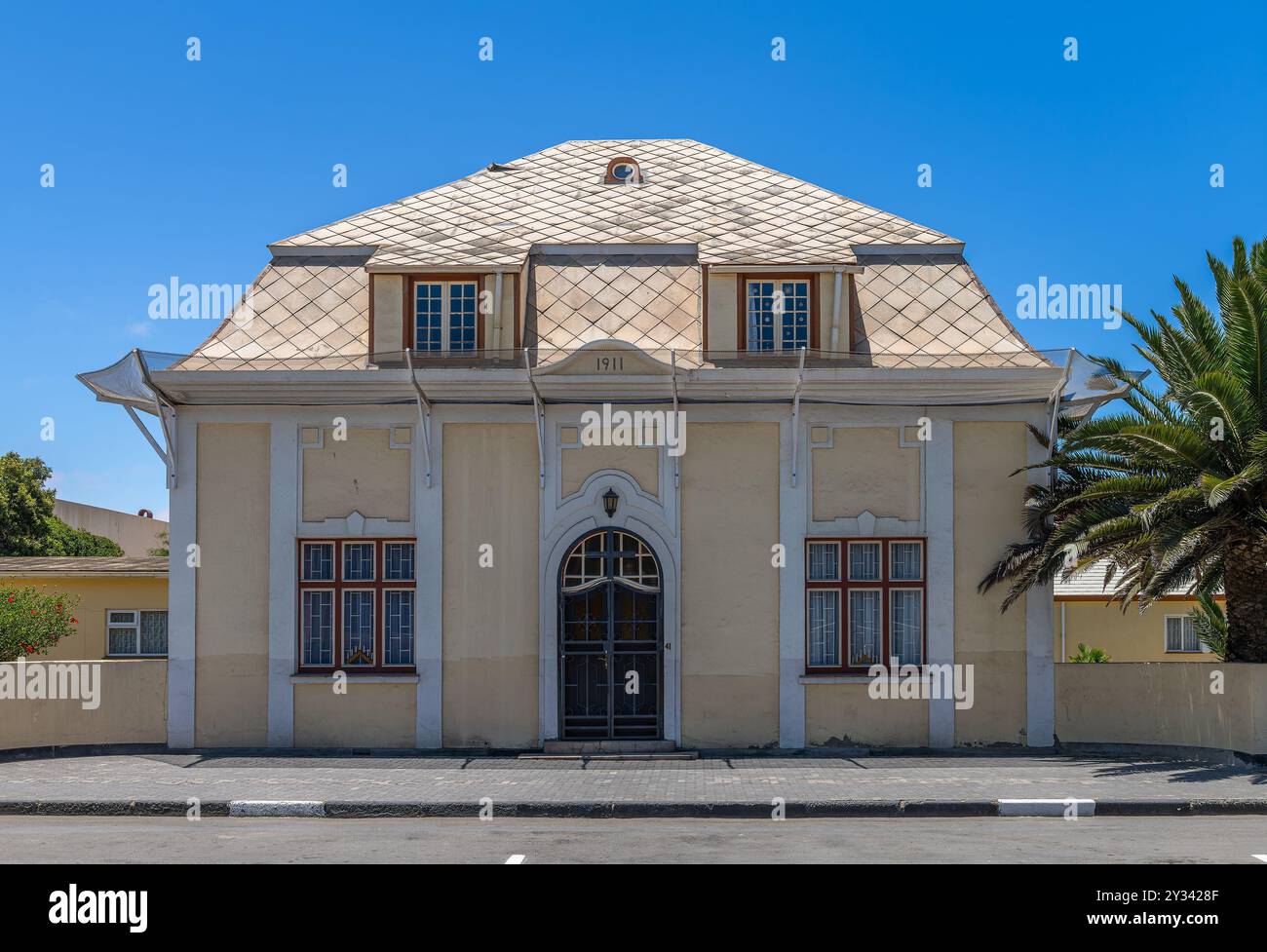 Storico edificio coloniale tedesco, Swakopmund, regione di Erongo, Namibia Foto Stock