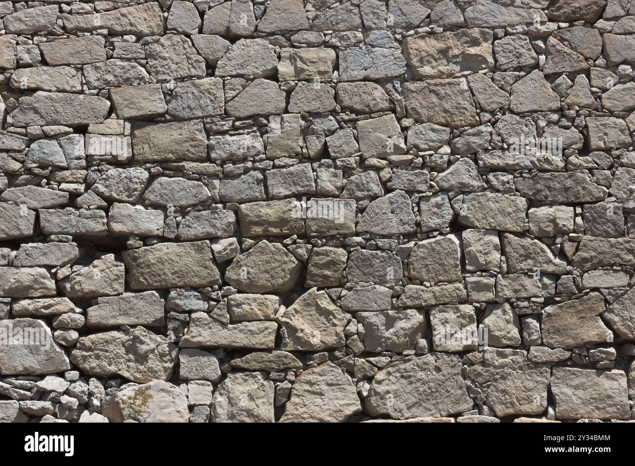 Antica parete in muratura con blocchi rettangolari Foto Stock