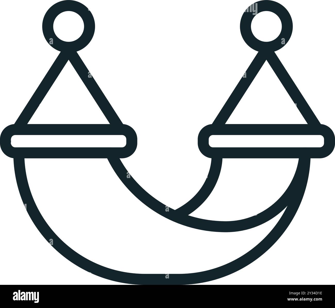 Icona minimalista di un'amaca da campeggio doppia, perfetta per il relax all'aperto Illustrazione Vettoriale