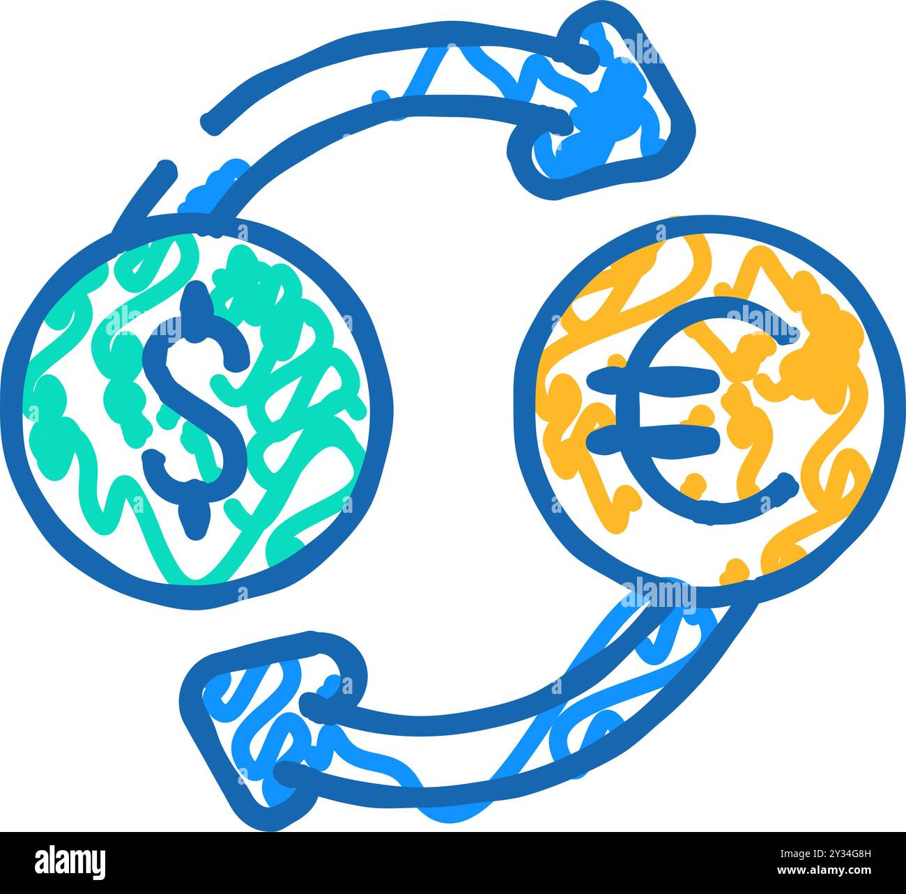 icona del cambio valuta: illustrazione del doodle Illustrazione Vettoriale