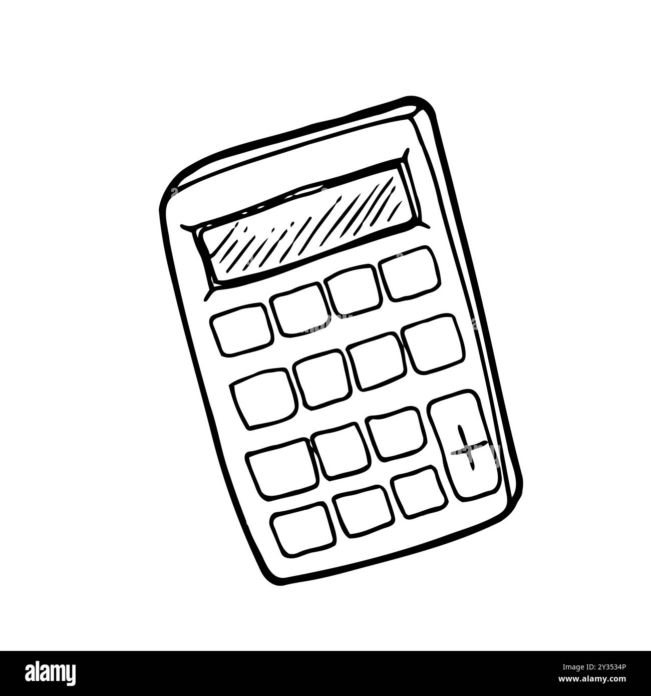 Icona vettoriale lineare della calcolatrice della scuola Illustrazione Vettoriale