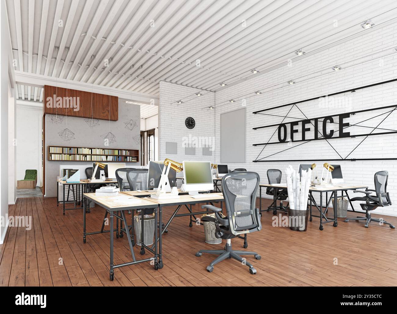 Uffici aperti e collaborativi. Foto Stock