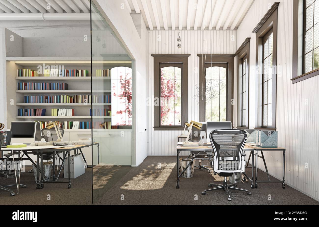 Uffici aperti e collaborativi. Foto Stock