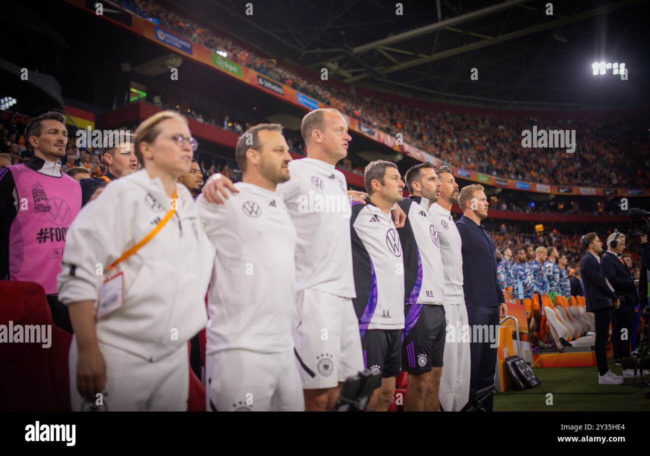 Amsterdam, Paesi Bassi. 10 settembre 2024. Istruttore Julian Nagelsmann (Deutschland) Co Trainer Sandro Wagner (Deutschland) Paesi Bassi - Germania Niederl Foto Stock