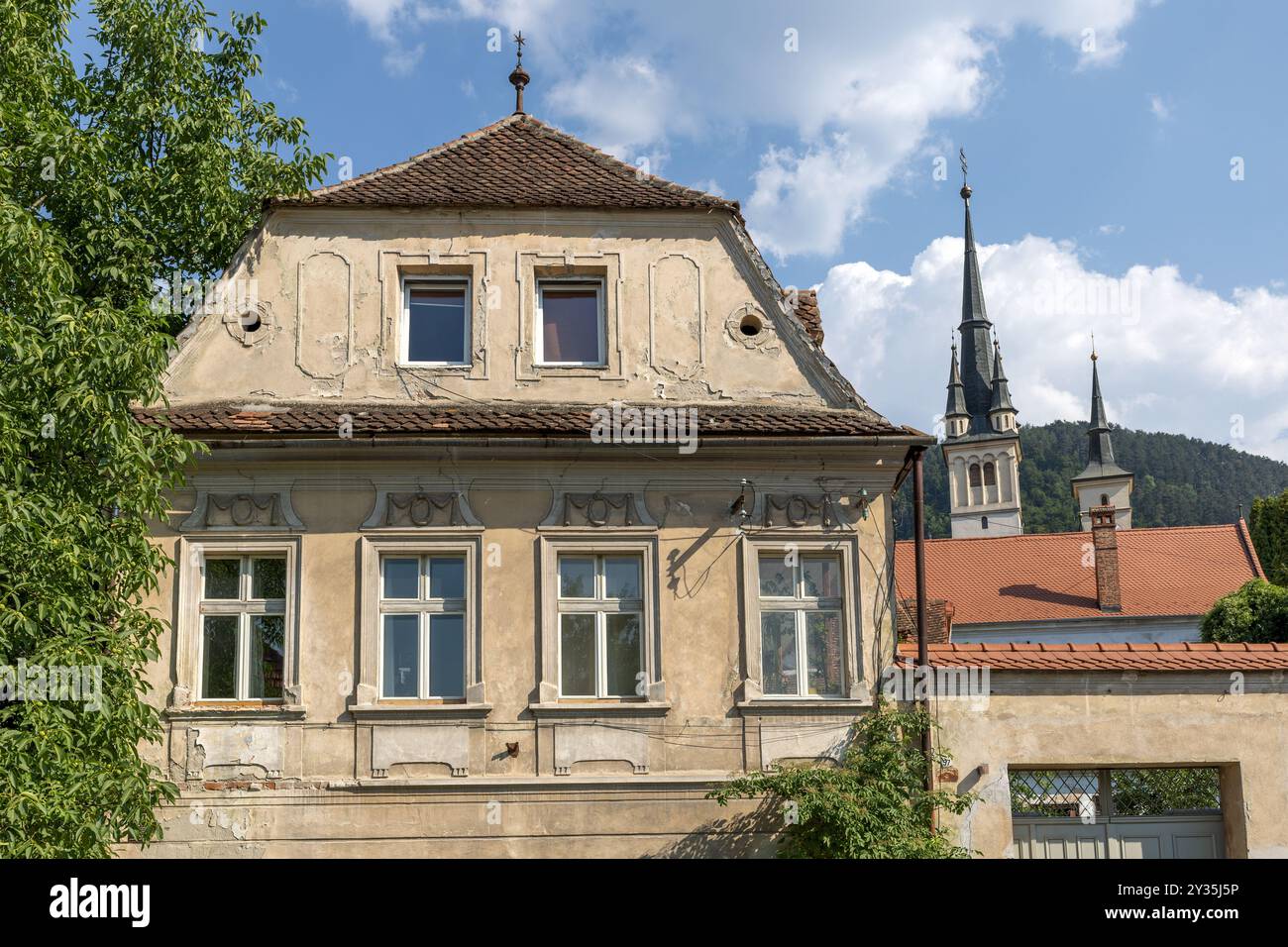 Edificio in stile sassone, dimora storica, strada Prundului, Brasov, Romania Foto Stock