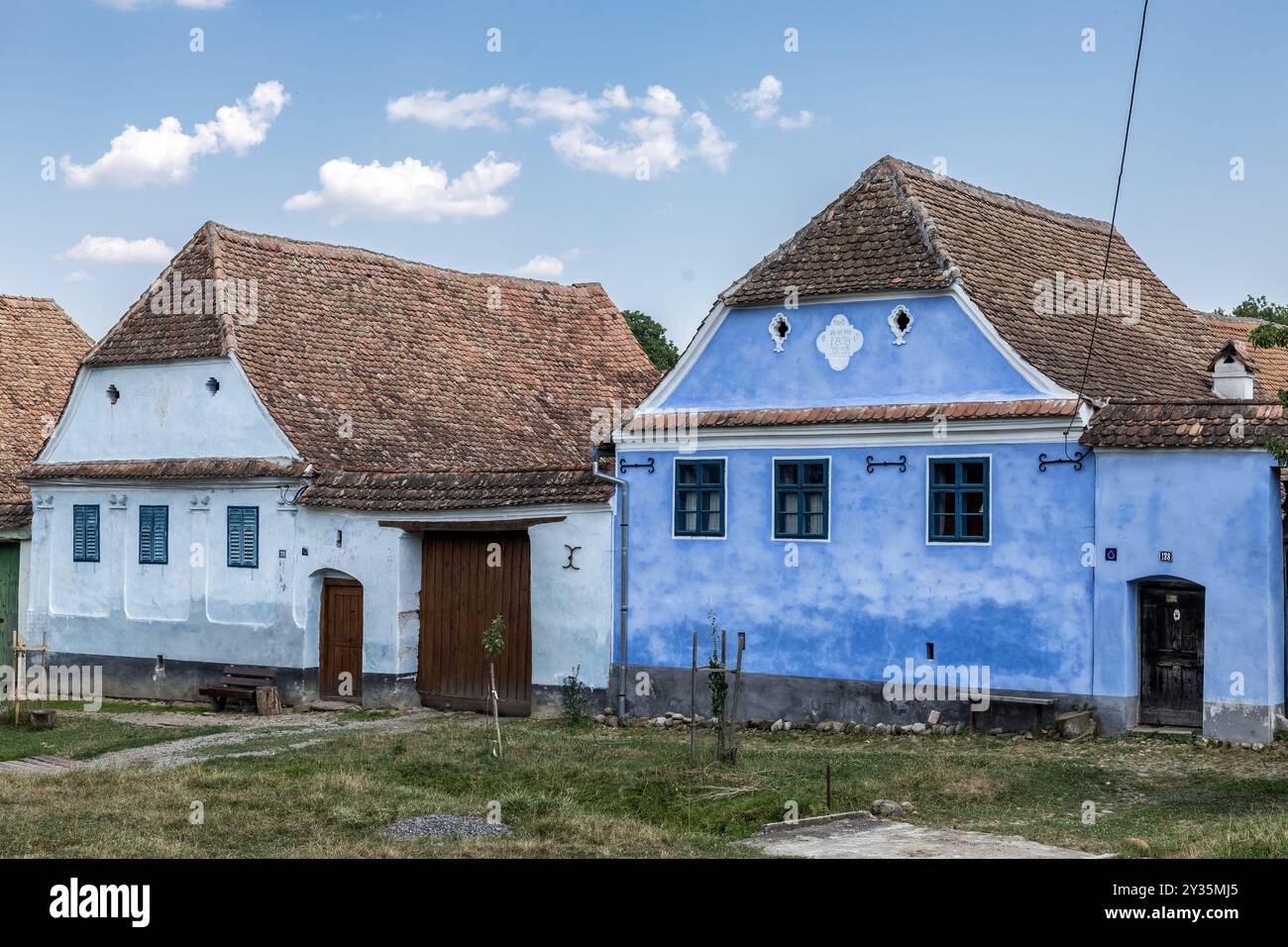 Edifici storici sassoni, Viscri, Romania Foto Stock