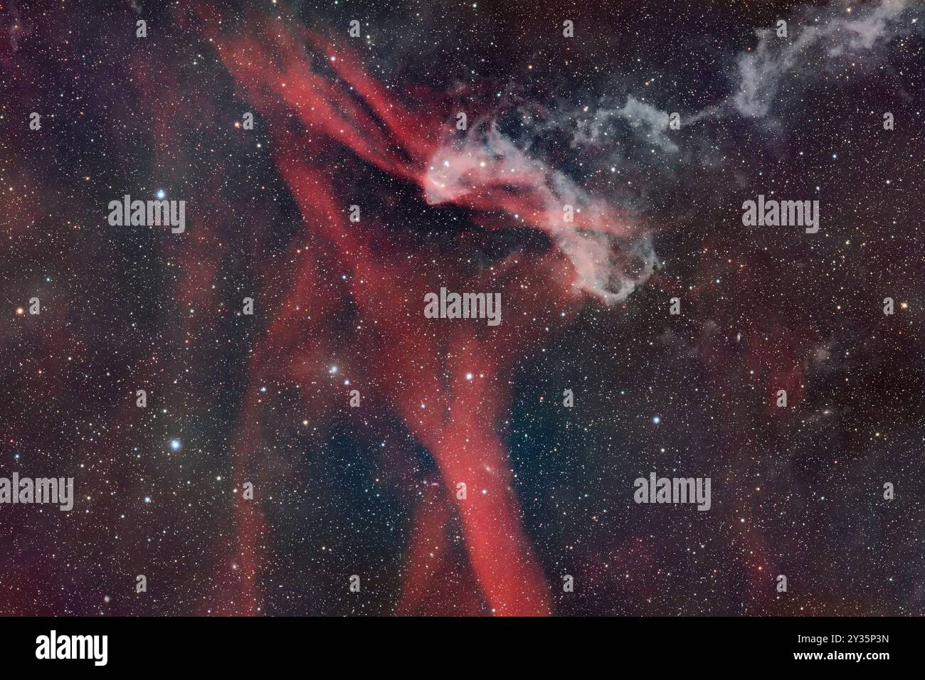 La nebulosa di Gecko, LBN 437, è una nube molecolare nella costellazione di Lacerta ed è accoppiata con la nebulosa a grandi emissioni SH2-126 che attraversa il Th Foto Stock