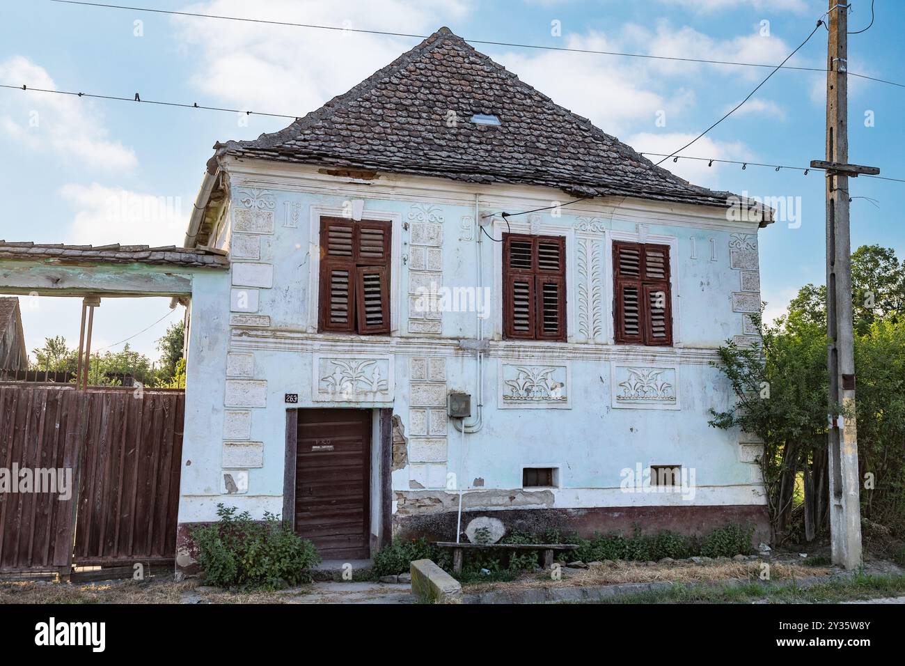 Casa tradizionale sassone, Cobor, Transilvania, Romania Foto Stock