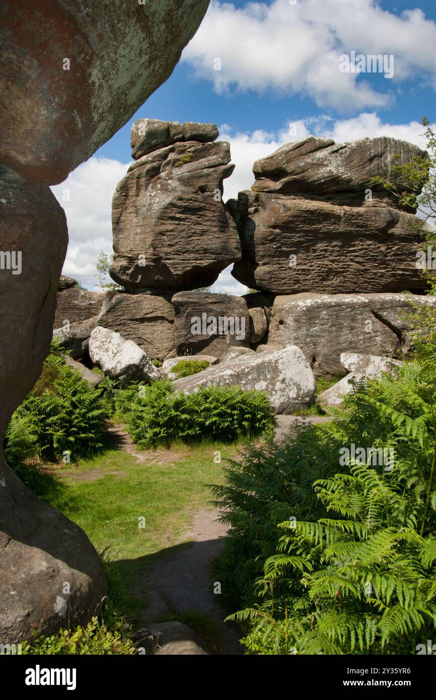 "Kissing" Rocks, Brimham Rocks, Brimham Moor, Summerbridge, Harrogate, Nidderdale, Yorkshire, Inghilterra Foto Stock