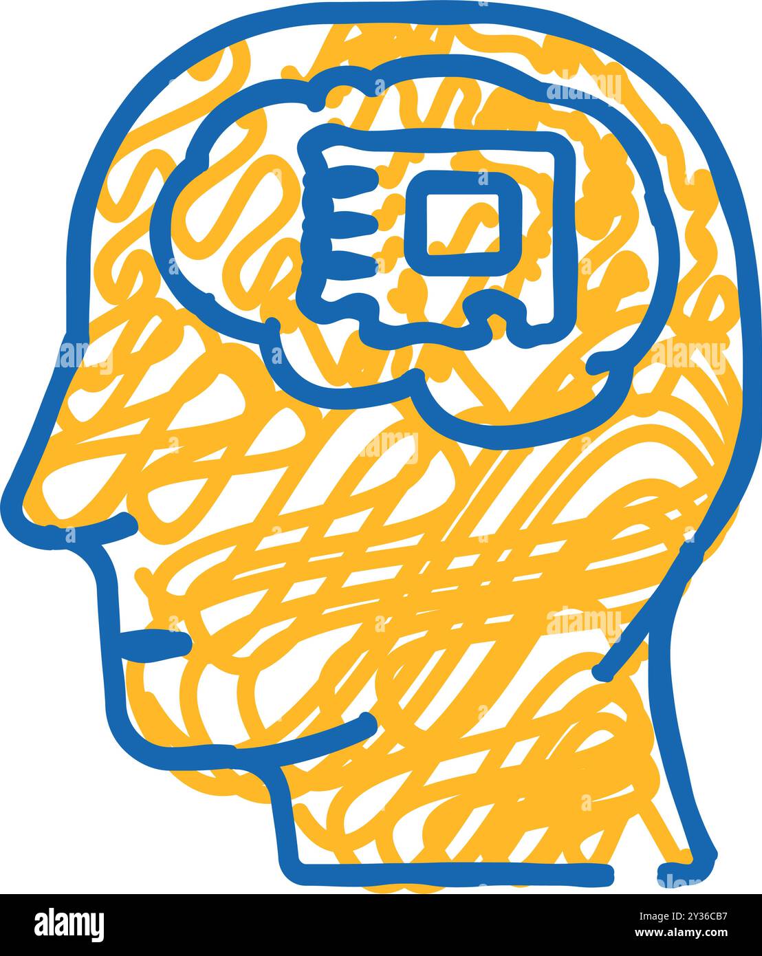 icona memoria cervello illustrazione doodle Illustrazione Vettoriale