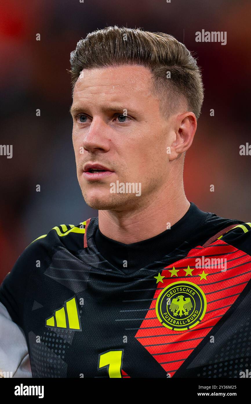 Amsterdam, Paesi Bassi. 10 settembre 2024. AMSTERDAM, PAESI BASSI - 10 SETTEMBRE: Il portiere tedesco Marc-Andre ter Stegen prima della partita del gruppo A3 della UEFA Nations League 2024/25 tra Paesi Bassi e Germania alla Johan Cruijff Arena il 10 settembre 2024 ad Amsterdam, Paesi Bassi. (Foto di Joris Verwijst/Agenzia BSR) credito: Agenzia BSR/Alamy Live News Foto Stock