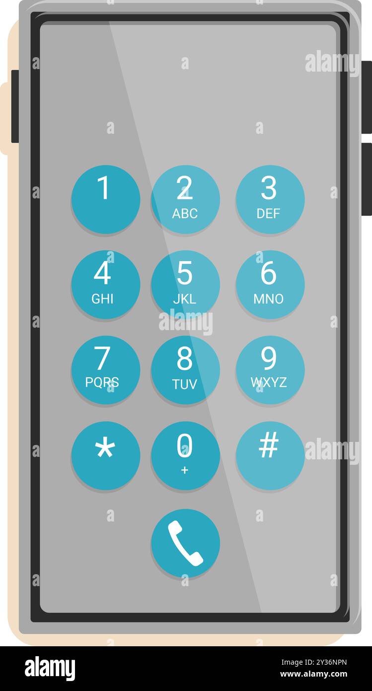 Lo smartphone visualizza un tastierino numerico per comporre un numero di telefono Illustrazione Vettoriale