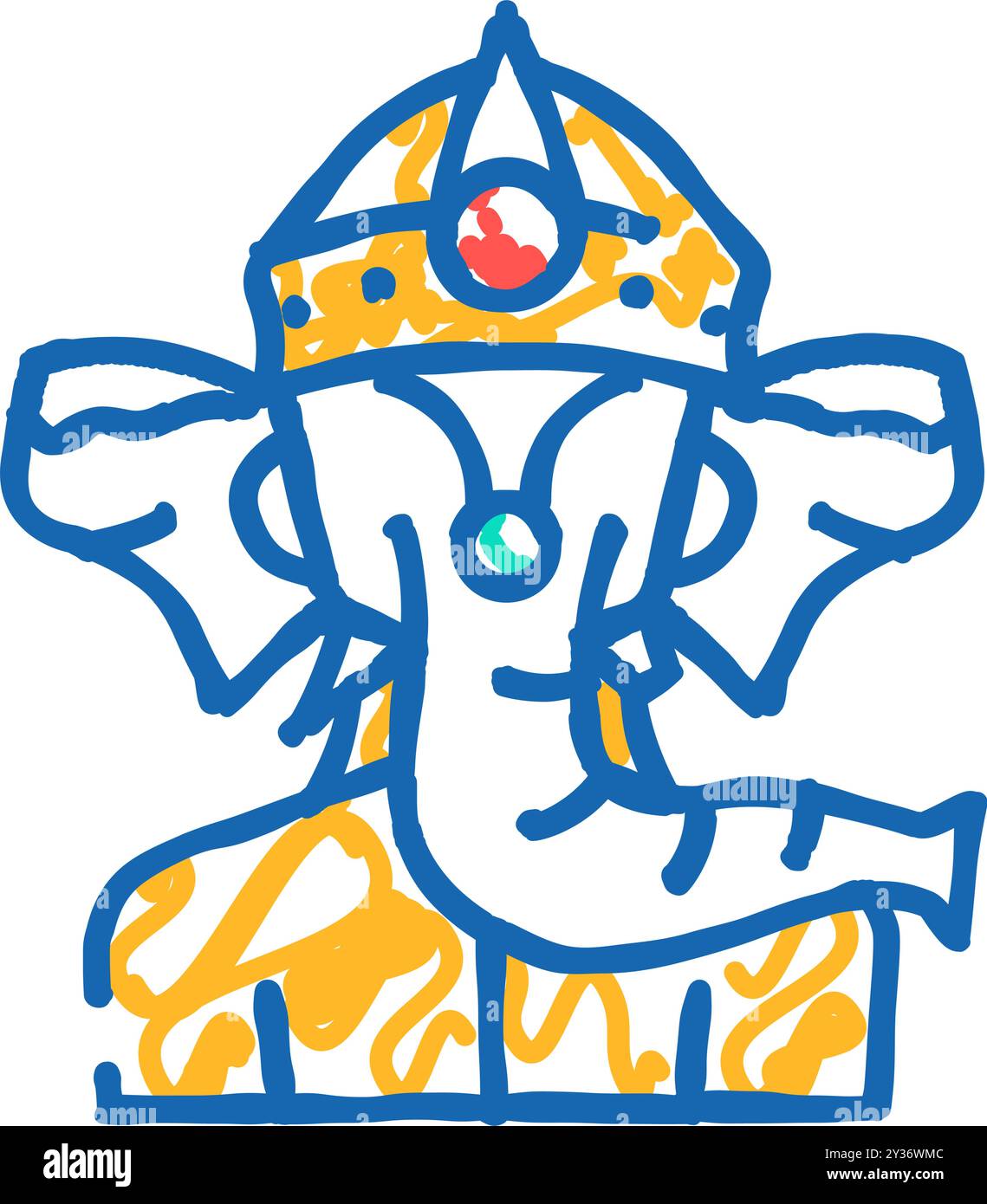 ganesha god om icon doodle illustrazione Illustrazione Vettoriale