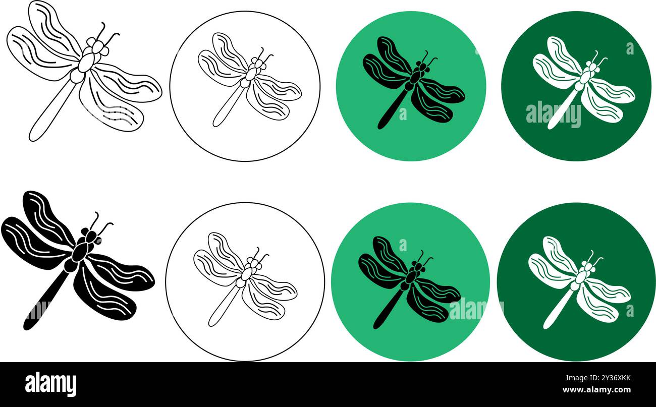Logo Line Dragonfly e Moon. Estetica e femminile, linea semplice e lusso moderno. colore modificabile. illustrazione vettoriale Illustrazione Vettoriale