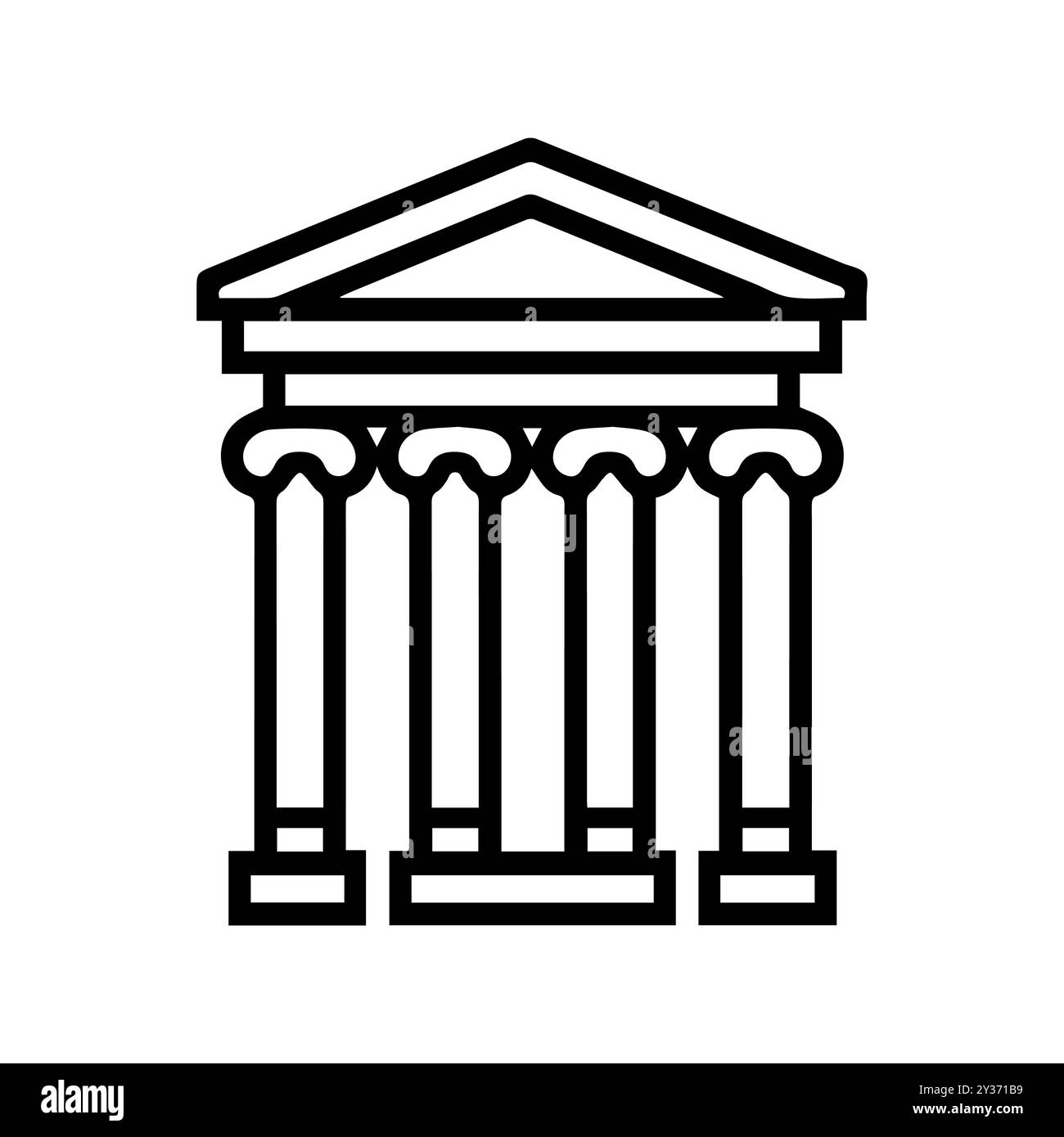 icona del museo o simbolo della linea moderna. Grafica a linee vettoriali e design a icone con un contorno audace. Bianco e nero simbolo minimalista Pixel Perfect bianco isolato Illustrazione Vettoriale
