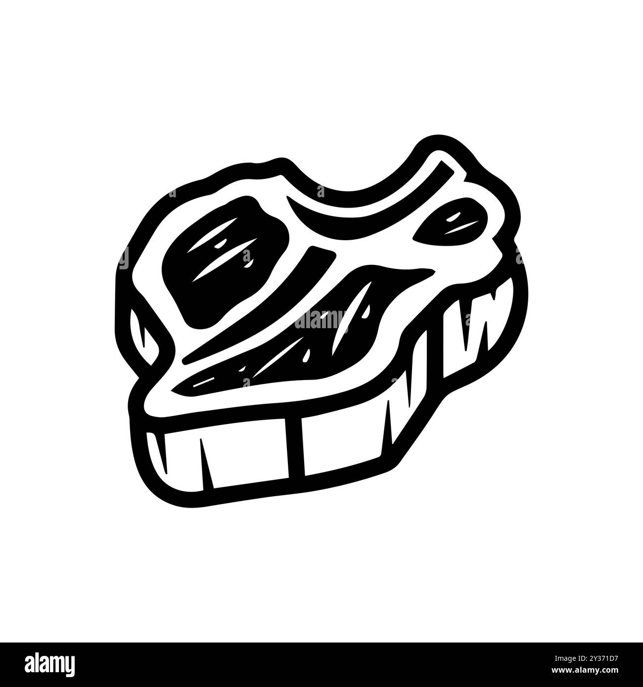 icona carne o simbolo di linea moderna. Grafica a linee vettoriali e design a icone con un contorno audace. Bianco e nero simbolo minimalista Pixel Perfect bianco isolato b Illustrazione Vettoriale