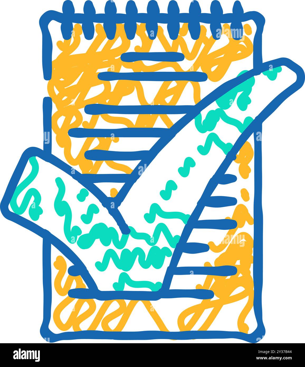 icona con il segno di spunta blocco note illustrazione del doodle Illustrazione Vettoriale