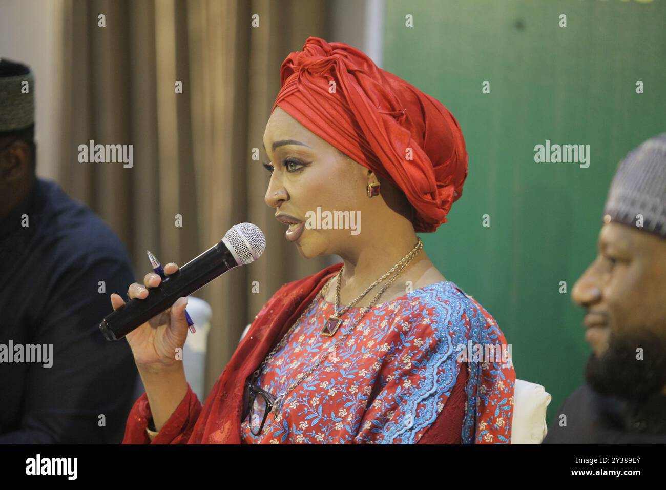 Ikoyi, Nigeria. 11 settembre 2024. Il Ministro dell'Arte, della Cultura e dell'economia creativa, Hannatu Musa Musawa, parla durante la tavola rotonda 'Corporate Partners' con Corporate Nigeria' del Ministero dell'Arte, della Cultura e dell'economia creativa per commercializzare il suo piano di crescita dell'economia creativa da 100 miliardi di dollari ai partner aziendali di Ikoyi, Lagos, Nigeria, l'11 settembre 2024. (Foto di Adekunle Ajayi) credito: NurPhoto SRL/Alamy Live News Foto Stock