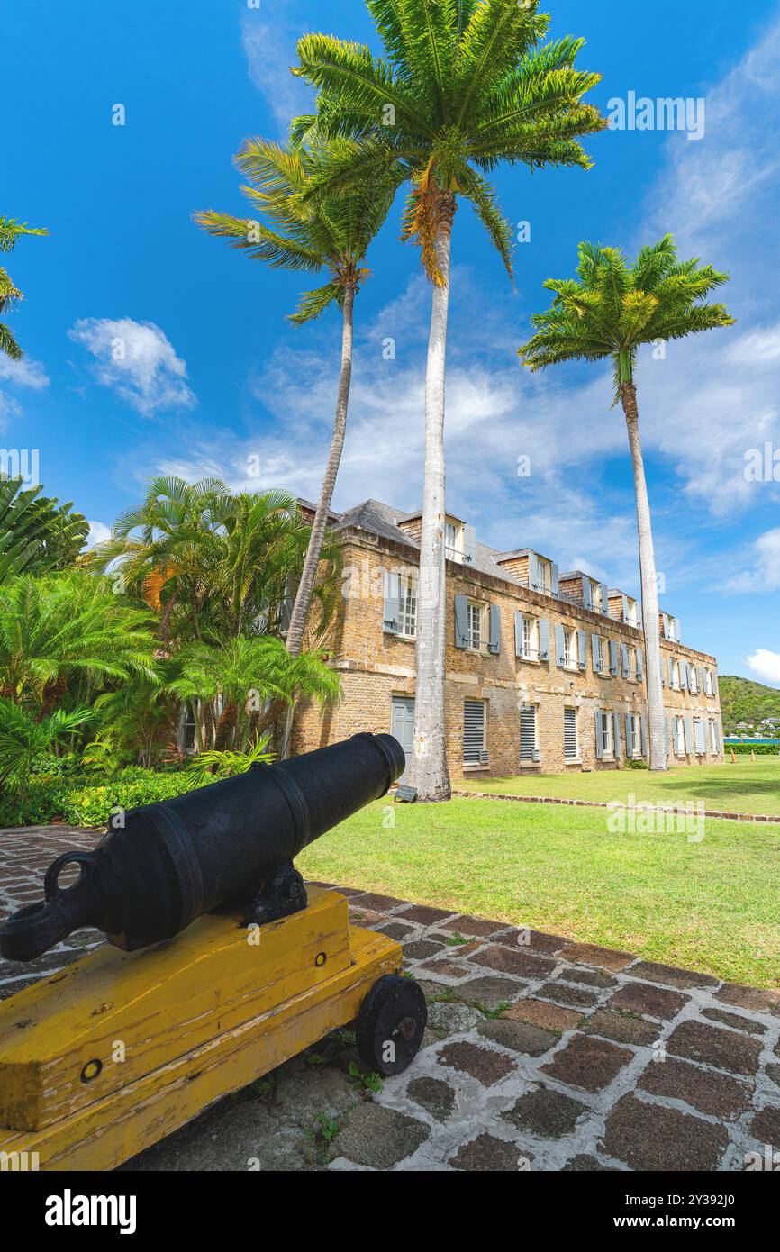 Vecchia fortezza militare, cantiere navale di Nelson, Antigua Foto Stock