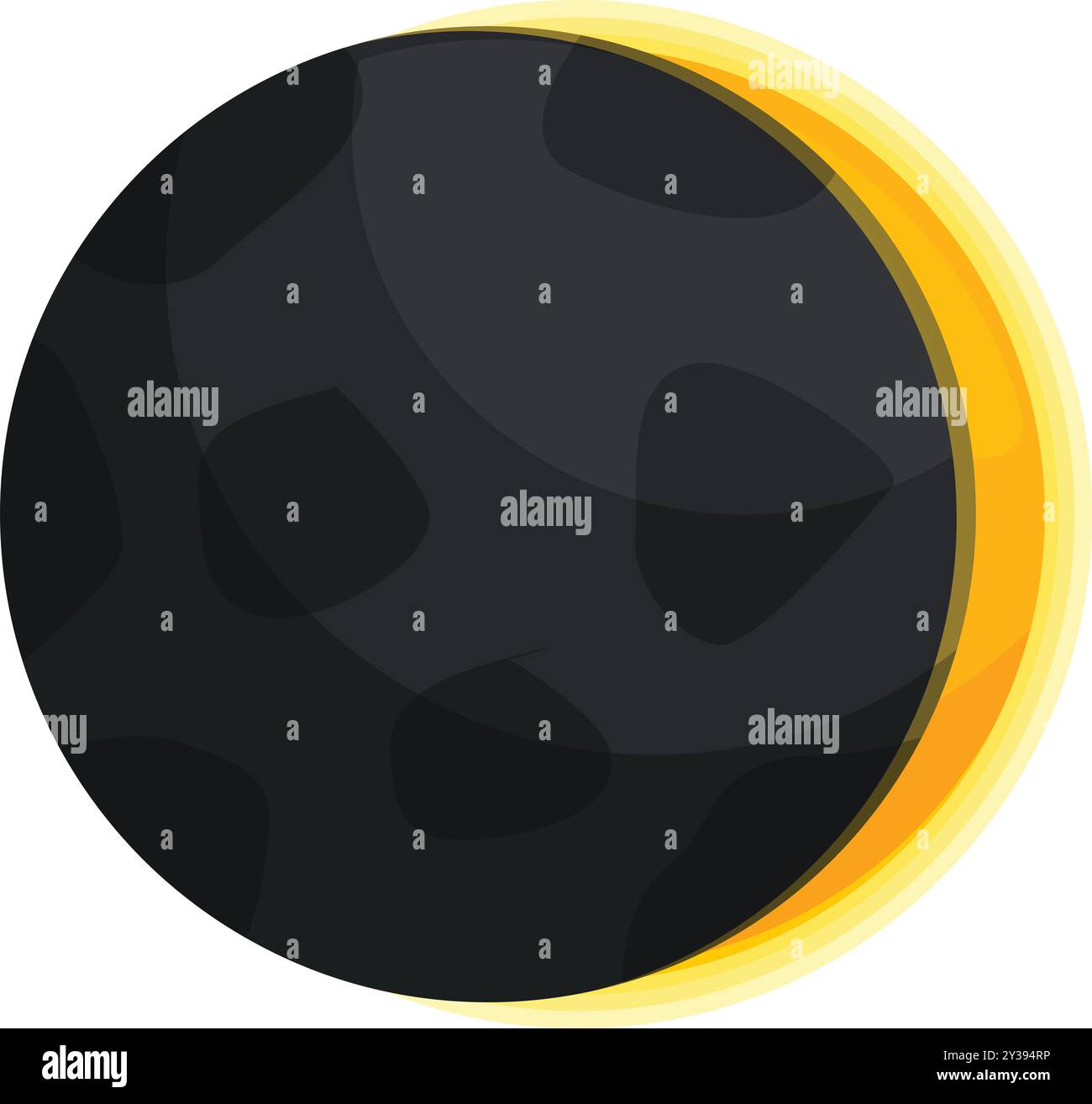Eclissi solare che mostra il sole parziale dietro la luna nello spazio Illustrazione Vettoriale