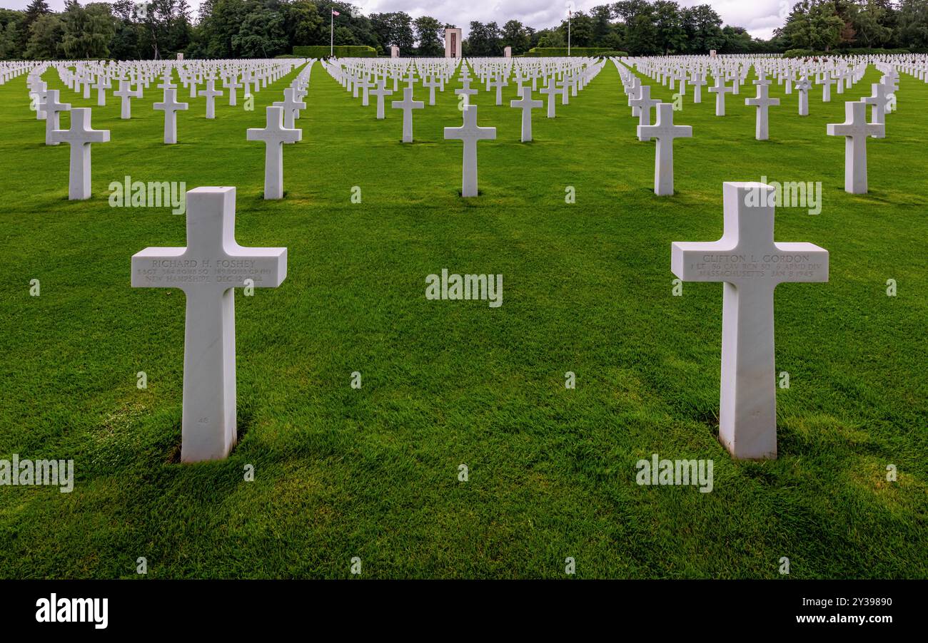 Tombe al cimitero e memoriale americano del Lussemburgo, Hamm, Lussemburgo Foto Stock
