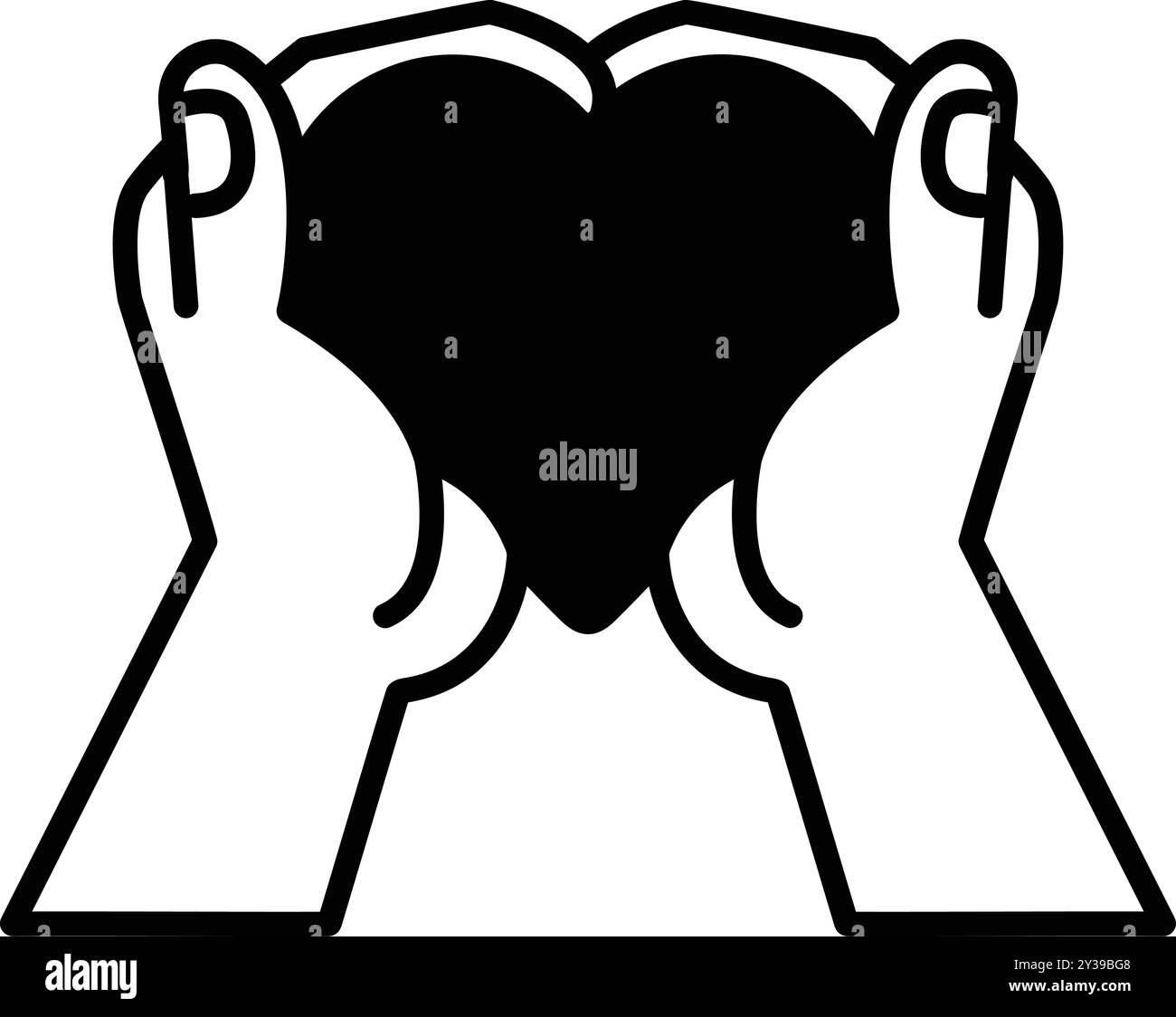 Una mano che tiene un cuore. Concetto di amore e cura. Il cuore simboleggia l'affetto e la mano rappresenta l'atto di dare o ricevere l'amore Illustrazione Vettoriale
