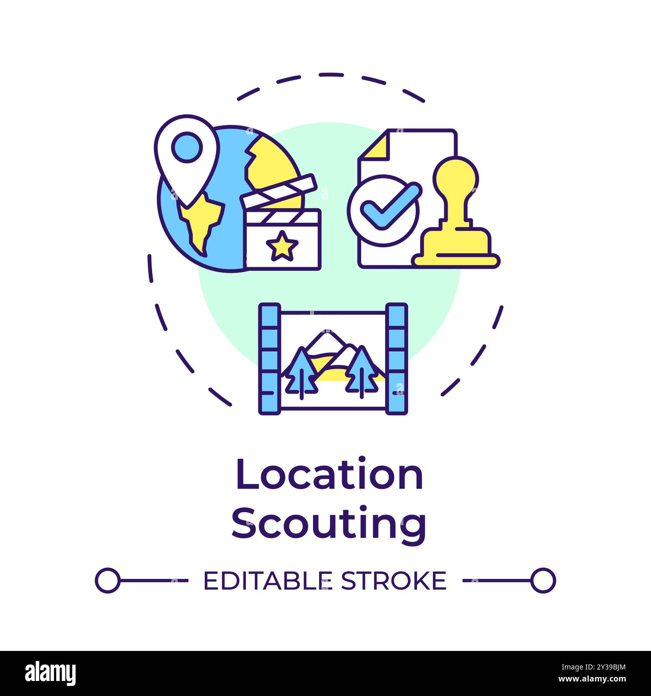 Icona del concetto di rilevamento della posizione multicolore Illustrazione Vettoriale