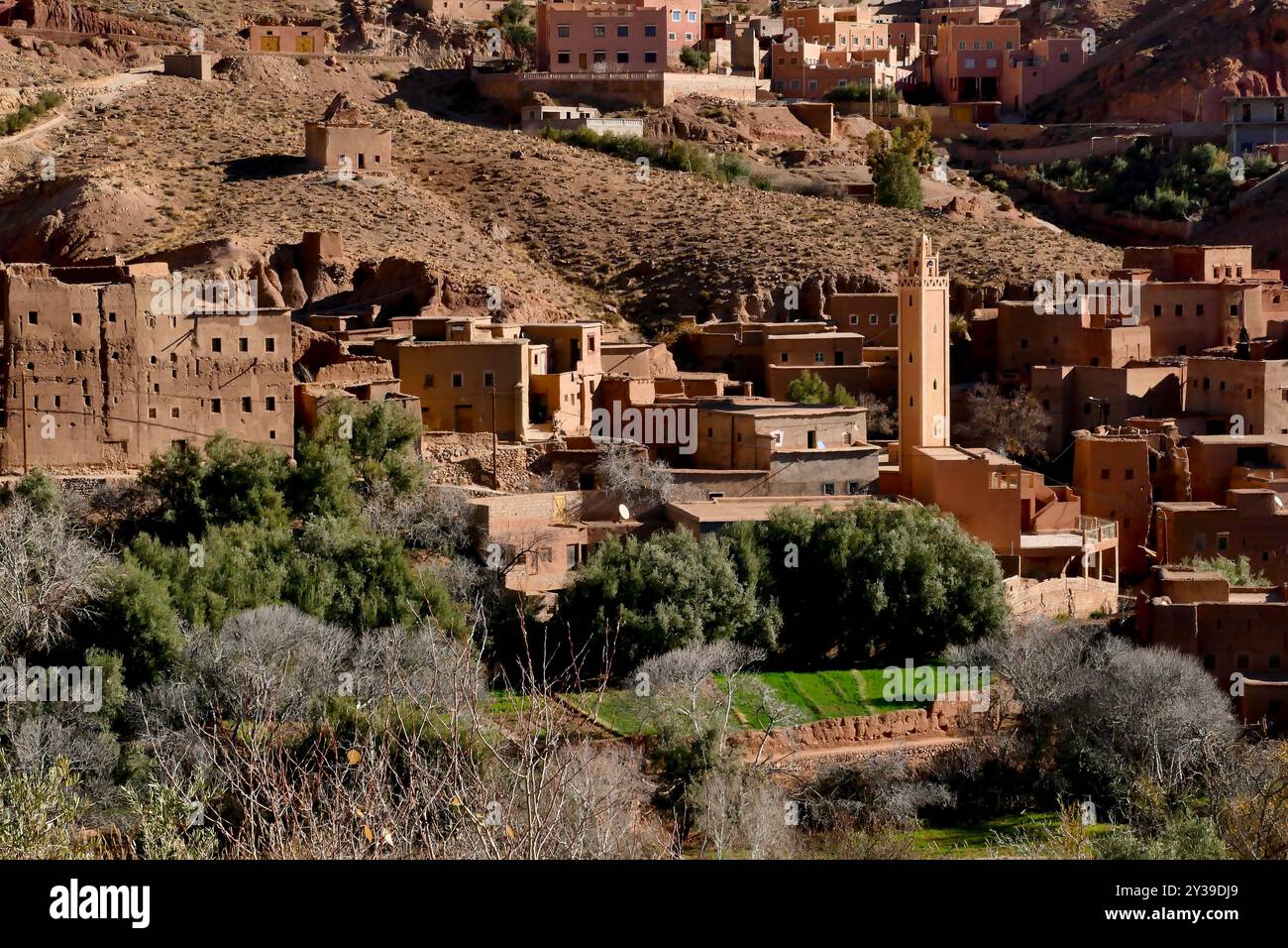 Le gole di Dades sono attraversate da una striscia tortuosa di asfalto conosciuta dalla gente del posto come la "strada delle mille casbah" Foto Stock