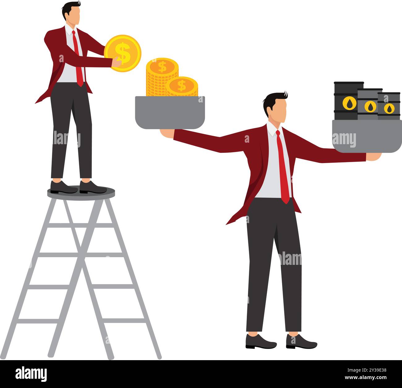 Aumento del prezzo del petrolio, prezzo dei barili del petrolio Illustrazione Vettoriale