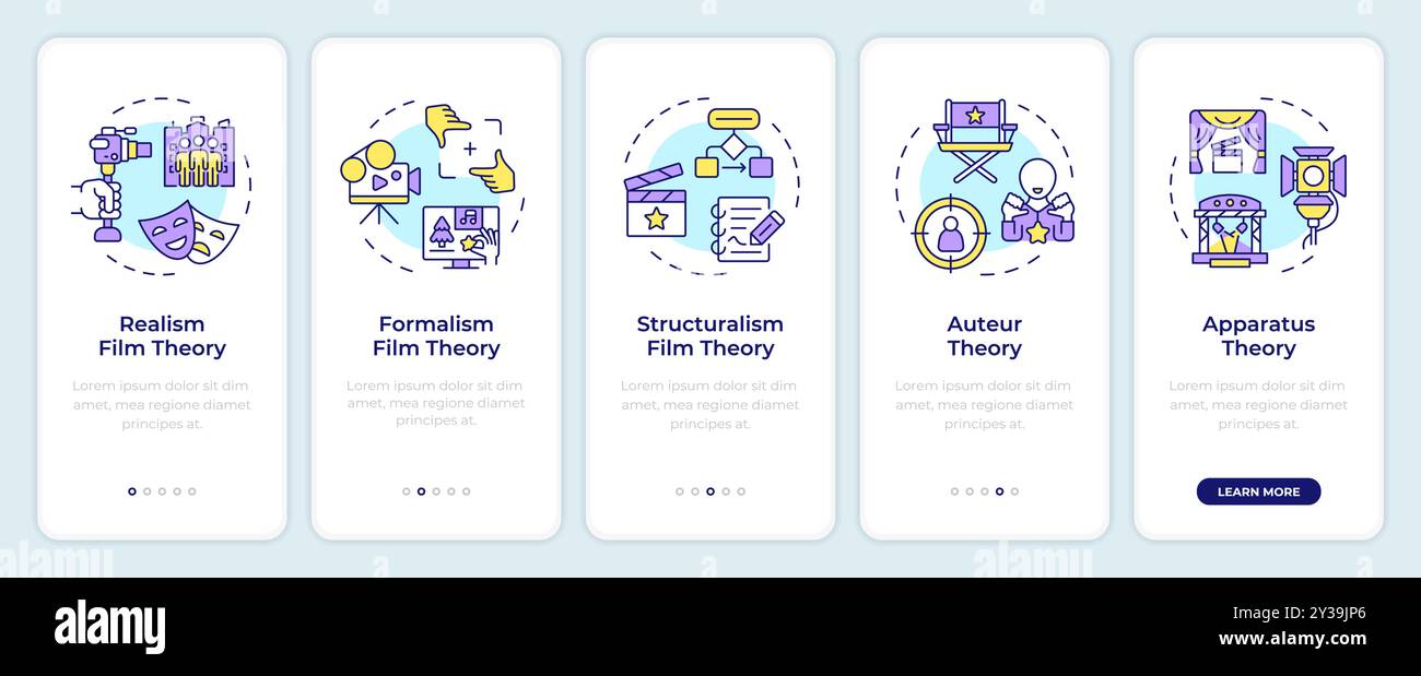 Schermata di acquisizione delle teorie cinematografiche sull'app mobile Illustrazione Vettoriale