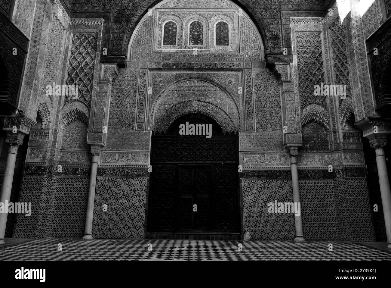 Madrasa al-Attarine, FES, Marocco, la Madrasa più bella di FES, era una delle principali scuole della dottrina religiosa Coranica Foto Stock