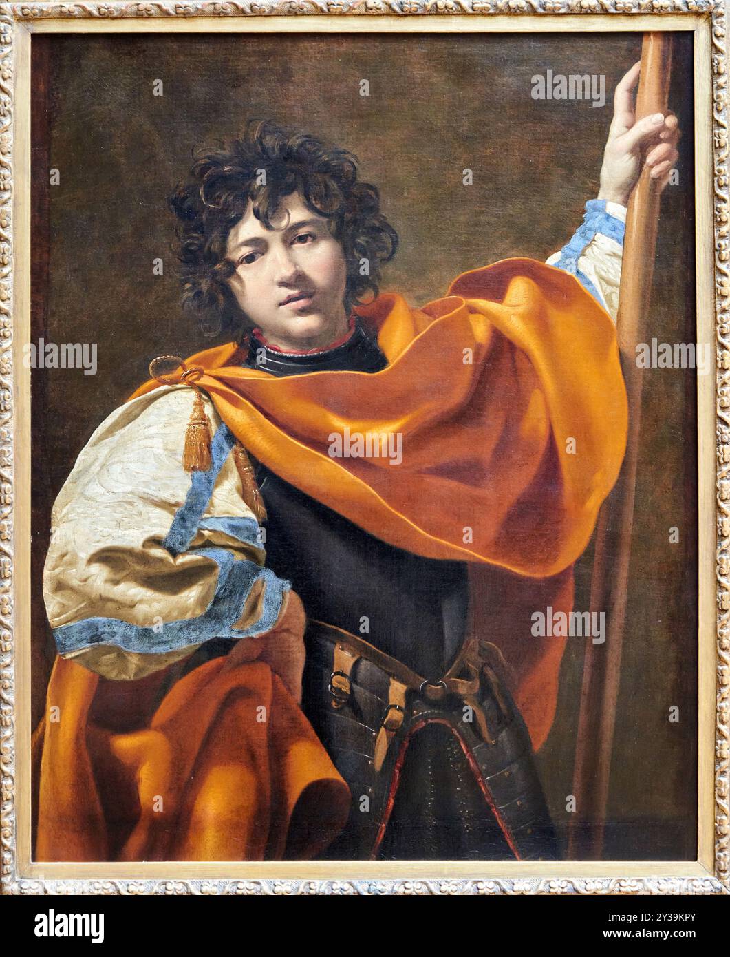 Giovane Guerriero Saint, forse Saint Guillaume d'Aquitaine (1099-1137), olio su tela, circa 1627, Simon VOUET, Parigi, 1590 - Parigi, 1649, Musée du Louv Foto Stock