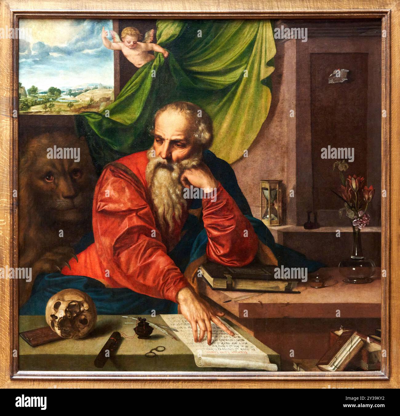 San Girolamo meditante, olio su tela, circa 1548, Georg PENCZ, Norimberga (Allemagne), vers 1500 - Breslavia (Pologne), 1550, Musée du Louvre, Parigi, F. Foto Stock