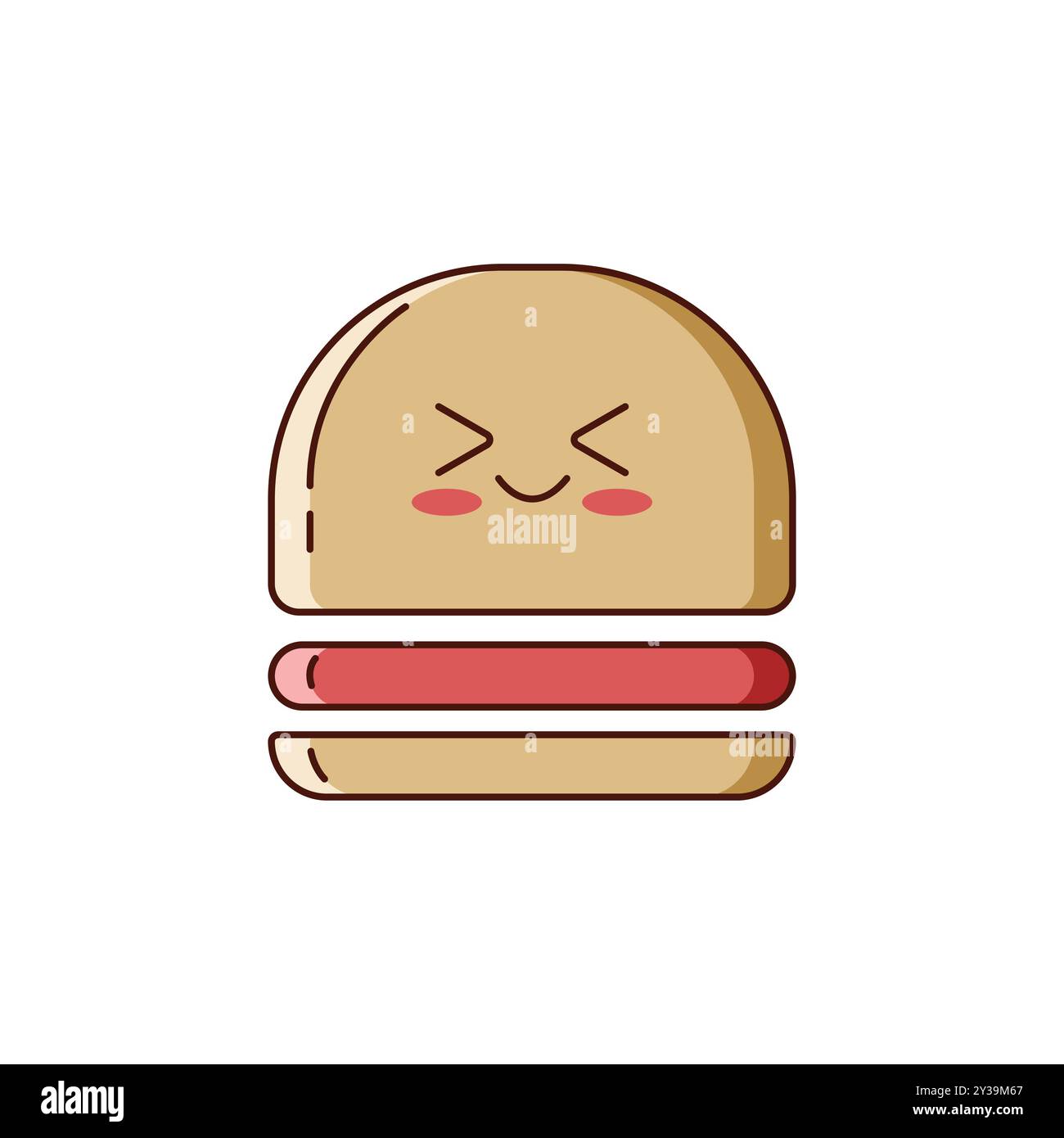 Carino Kawaii Burger Cartoon Vector Illustration Illustrazione Vettoriale