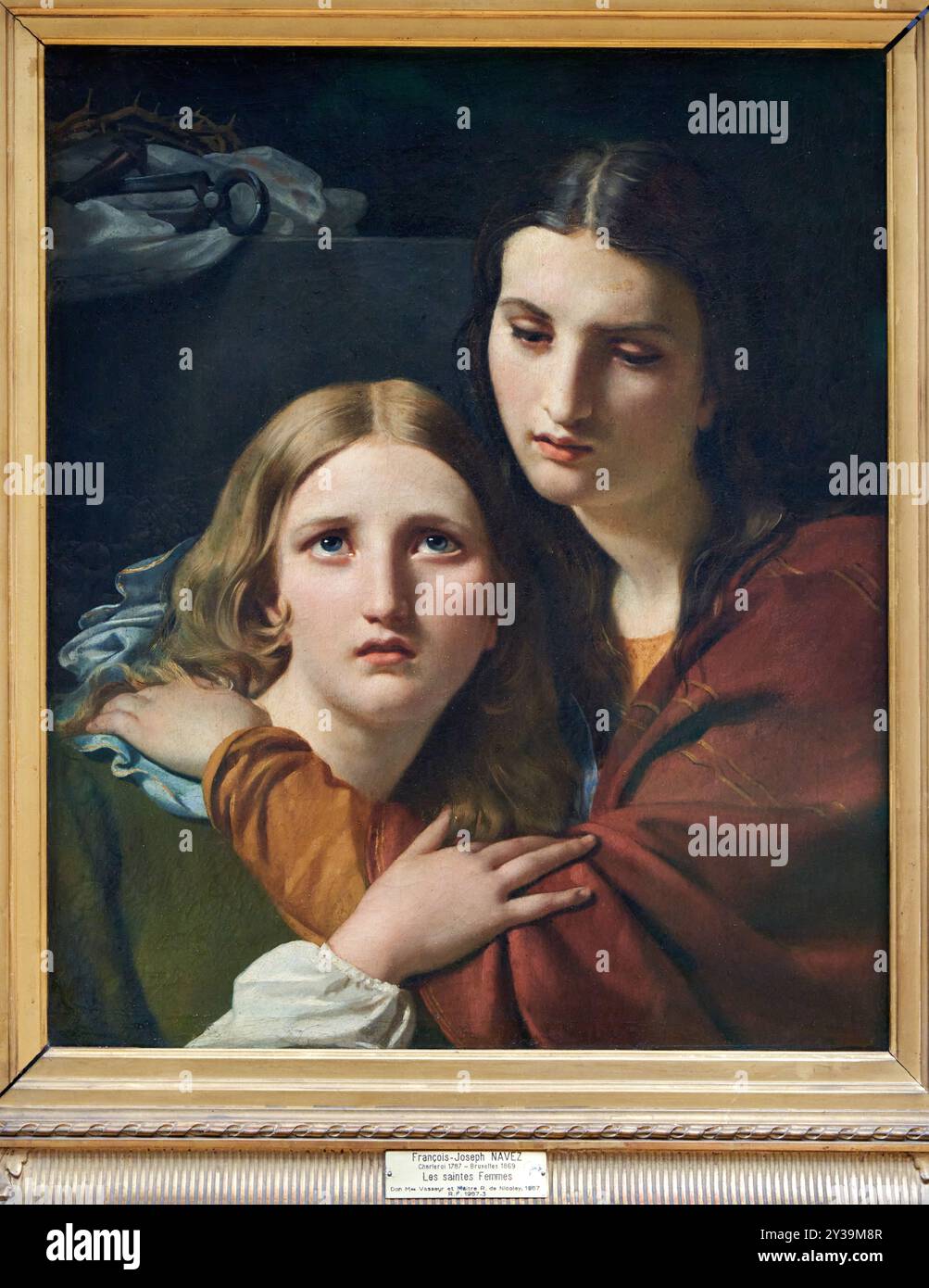 Donne Sante meditando vicino agli strumenti della passione di Cristo, olio su tela, circa 1819-1821, Francesco Giuseppe NAVEZ, Charleroi (Belgio), 1787 - BR Foto Stock