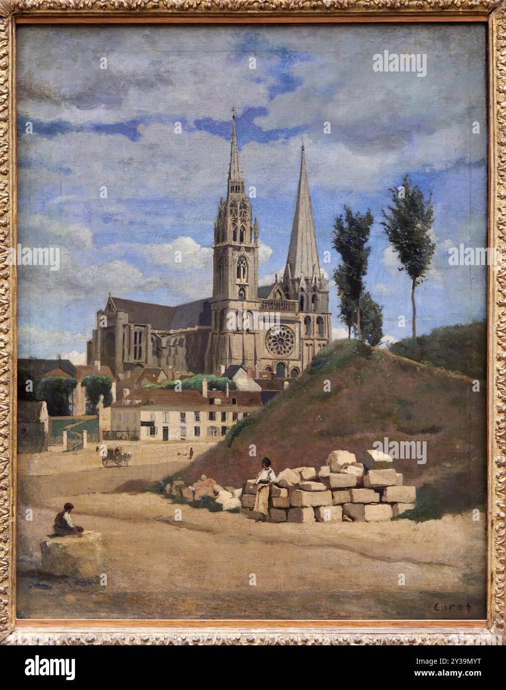 Cattedrale di Chartres, 1830, ritoccata nel 1872, olio su tela, Jean-Baptiste Camille COROT, Parigi, 1796 - 1875, Musée du Louvre, Parigi, Francia Foto Stock