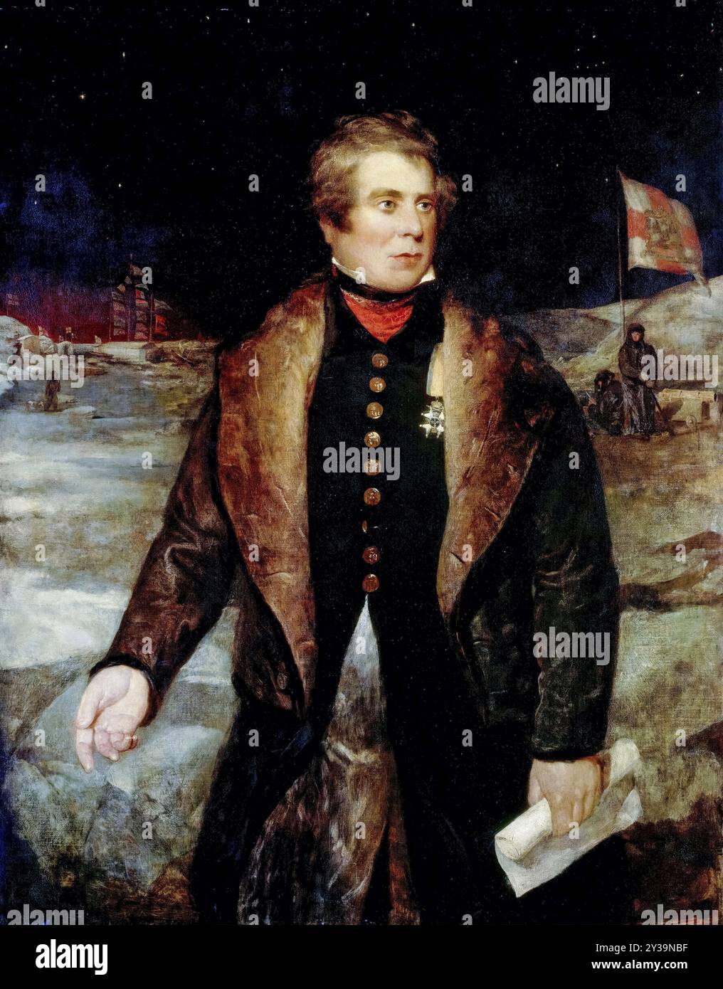Sir John Ross (1777-1856), ufficiale della Royal Navy scozzese ed esploratore polare, ritratto a olio su tela di Henry Hawkins (attribuito), circa 1833 Foto Stock