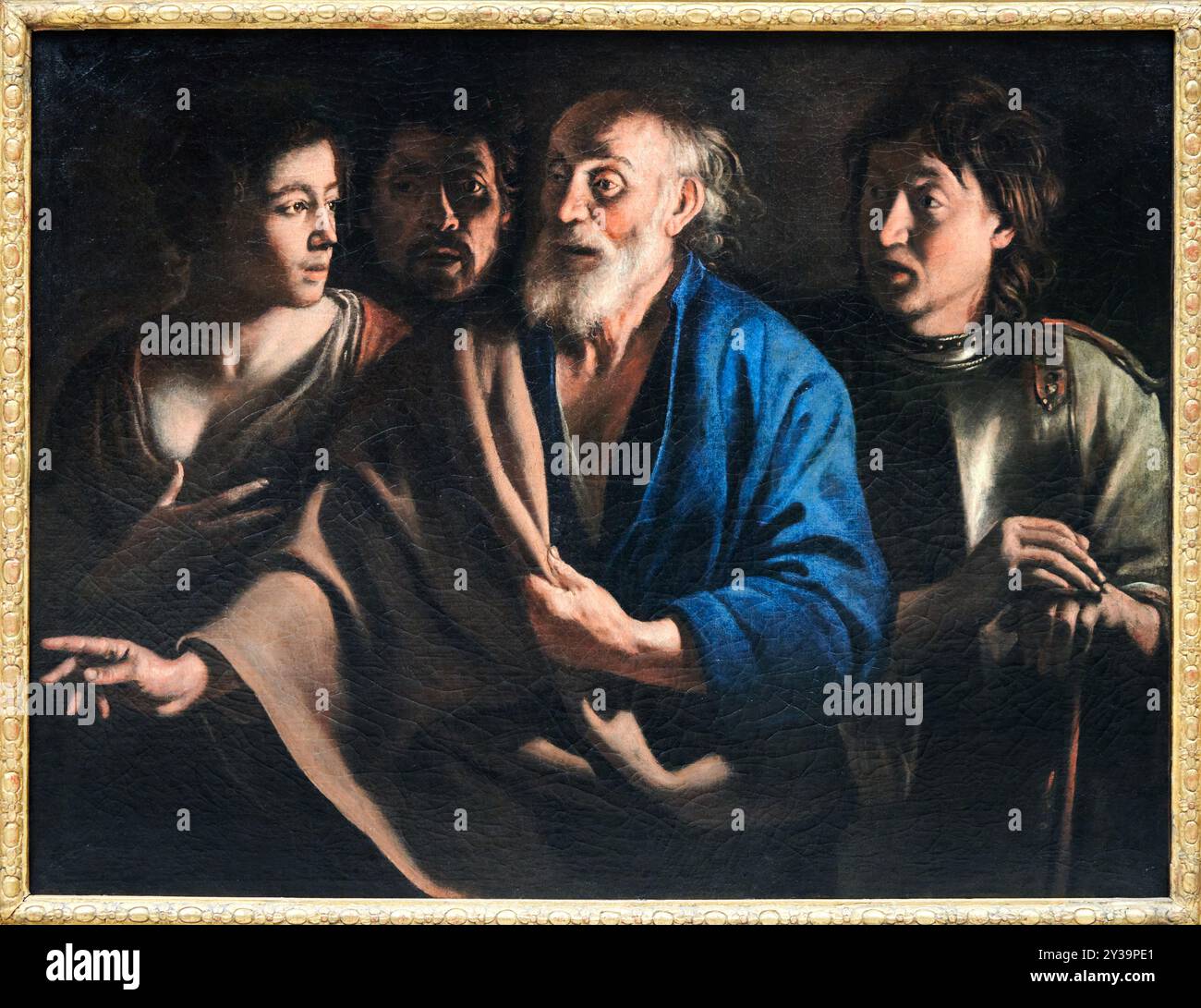 The Denial of Saint Peter, circa 1648, Mathieu LE NAIN, Laon, vers 1593 - Parigi, 1648, Musée du Louvre, Parigi, Francia Foto Stock