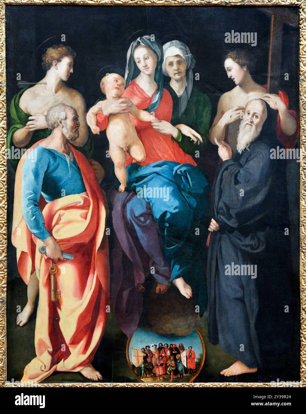 La Vergine col bambino con Sant'Anna e quattro Santi, olio su tavola, 1527-1529, Jacopo Carrucci, dit il PONTORMO, Pontormo, 1494 - Firenze, 1557, Musé Foto Stock