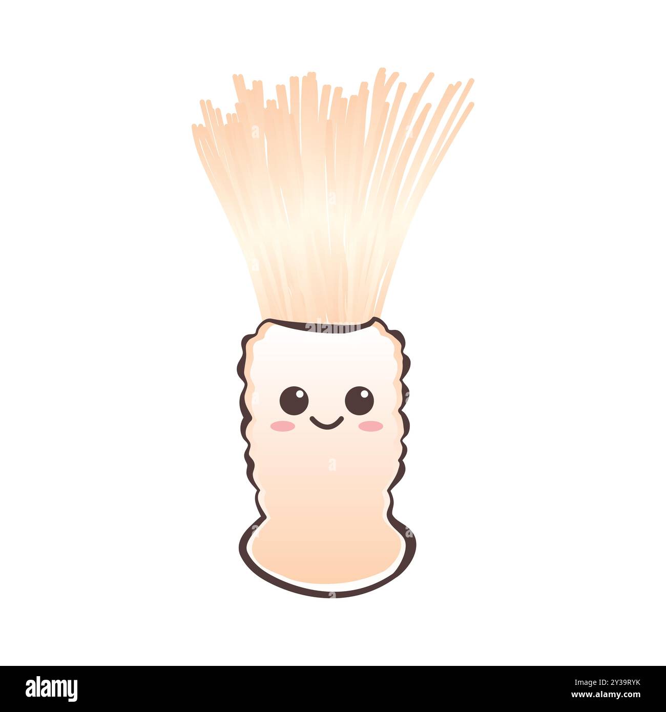 Simpatica illustrazione del personaggio della spazzola da barba Kawaii con il viso sorridente, isolata su sfondo bianco Illustrazione Vettoriale