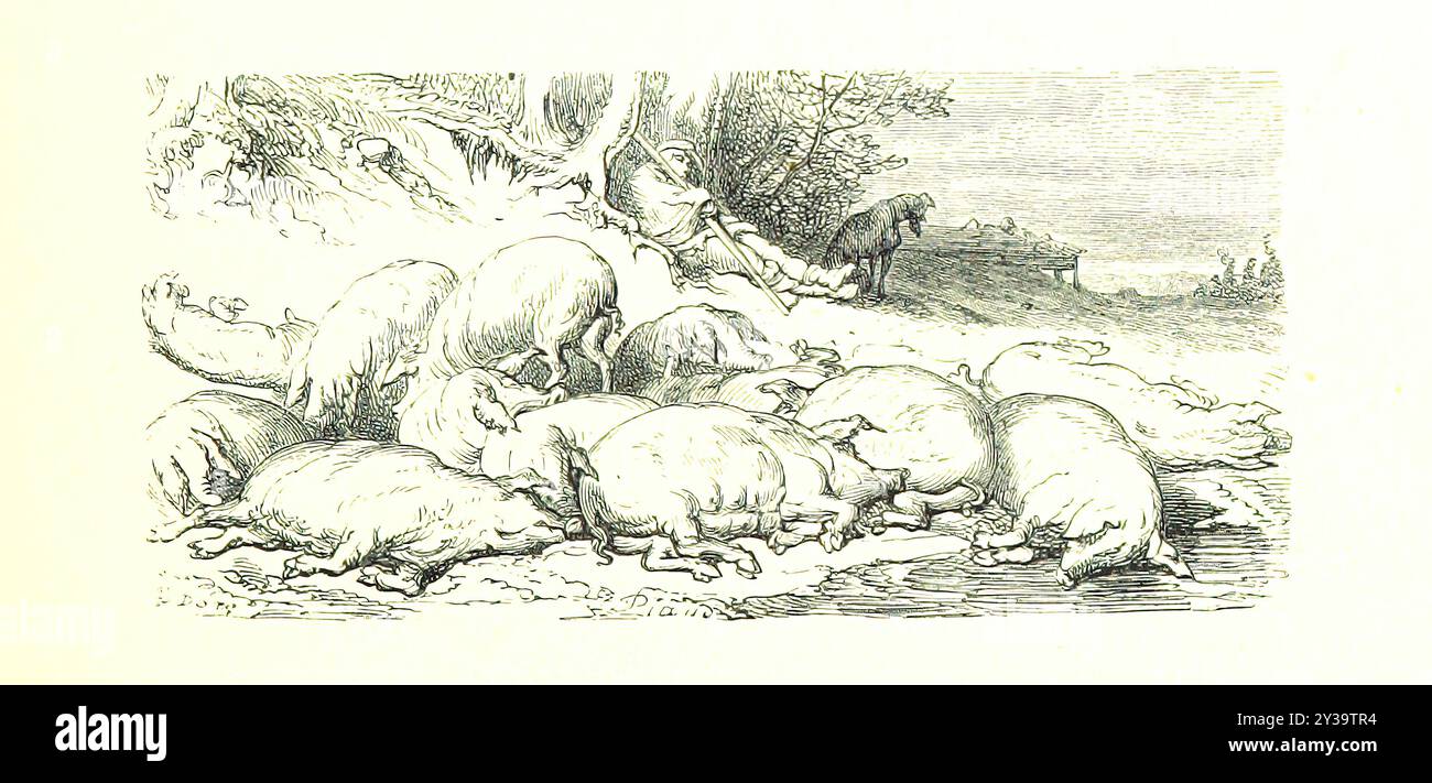 Porks - immagine tratta da pagina 413 di 'Voyage aux Pyrénées ... Troisième édition illustrée par Gustave Doré' Foto Stock