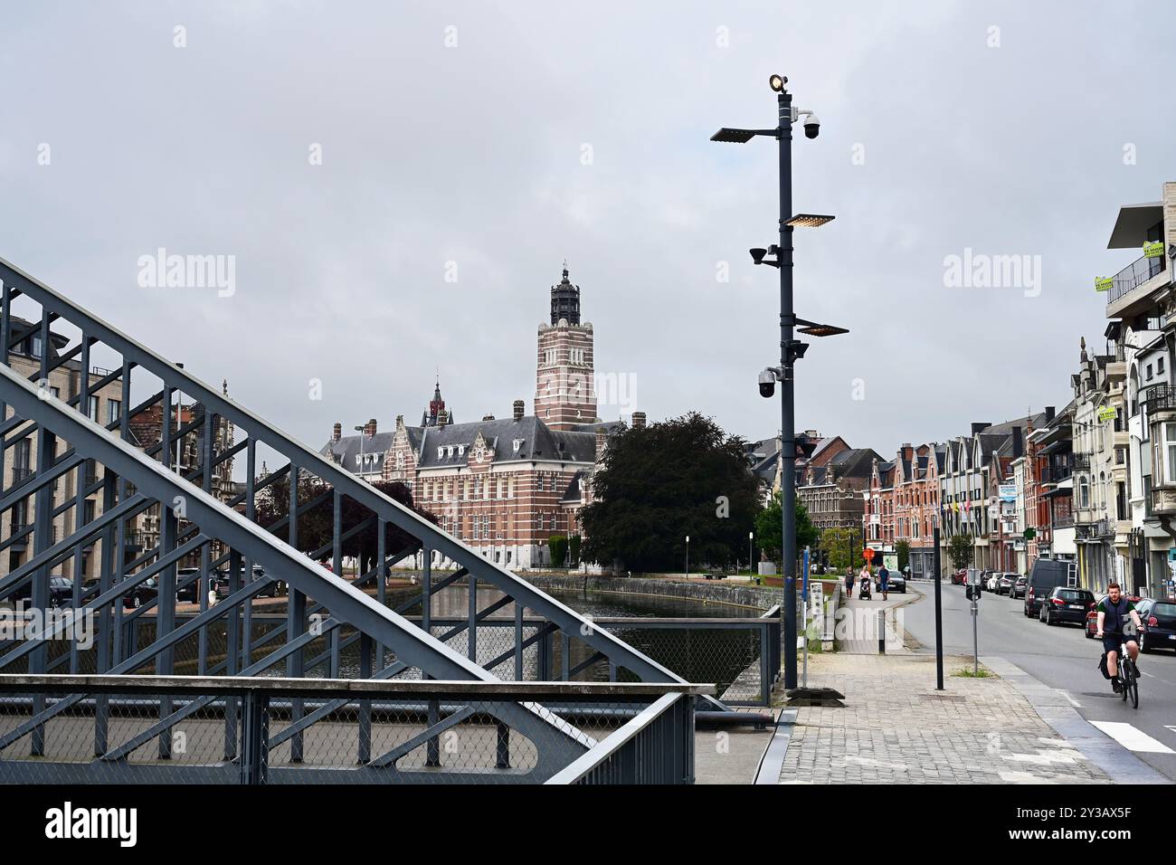 Vista sulla strada della regione fiamminga di Dendermonde, Foto Stock