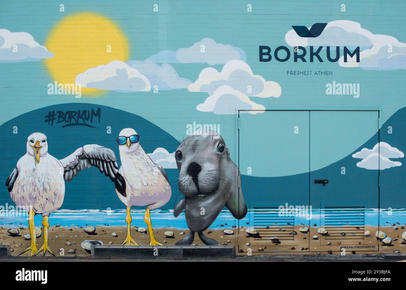 Murale su Borkum Foto Stock