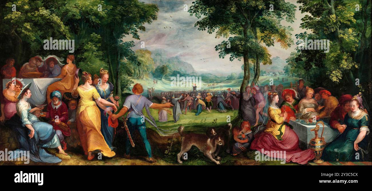 The Dance Around the Golden Calf, 1602. Si trova nella Collezione del Museo Frans Hals di Haarlem. Foto Stock