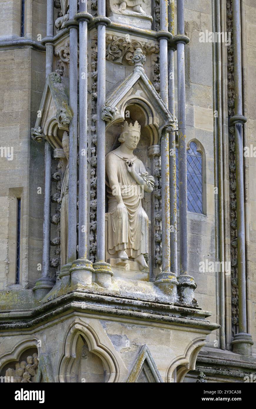 Dettaglio, facciata, Cattedrale di Wells, Wells, Inghilterra, gran Bretagna Foto Stock