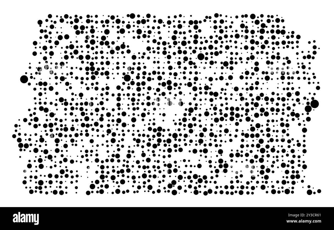 Mappa simbolo del Distretto Federale Distrito Federal (Brasile) che mostra il territorio con un modello di cerchi neri distribuiti casualmente di diverse S Illustrazione Vettoriale