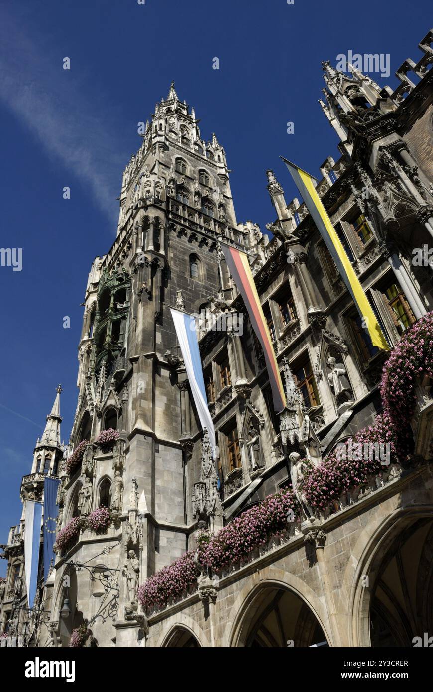 Nuovo Municipio in Marienplatz, Monaco Foto Stock